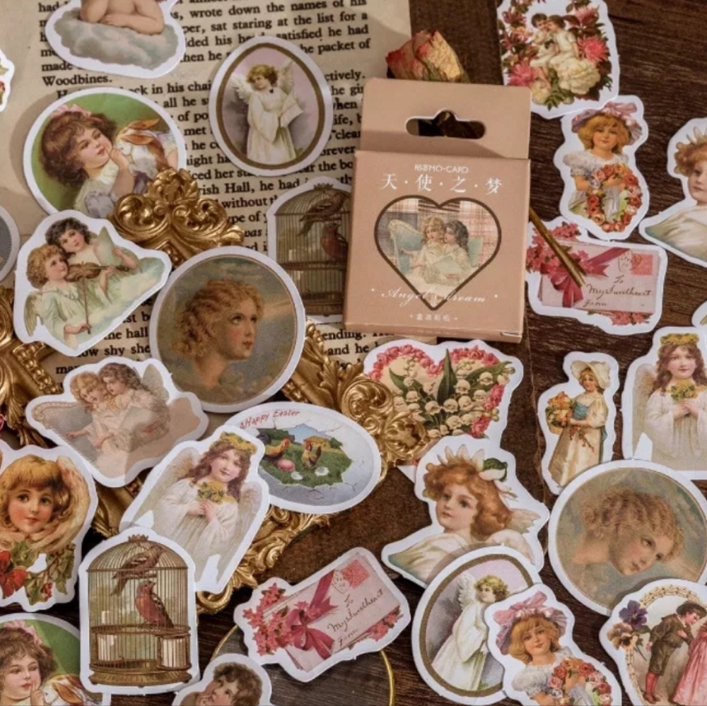 46pc Retro Angel Journaling Stickers